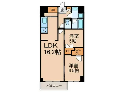 ザケンジントンレンジデンスときわ台(2LDK/4階)の間取り写真