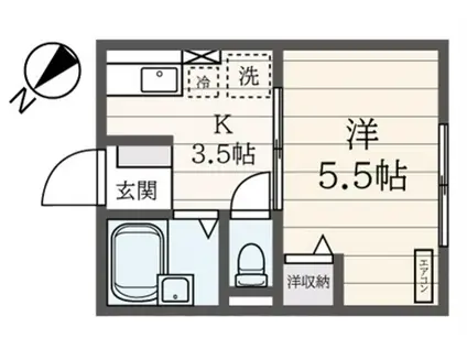 シティハイム光1番館(1K/2階)の間取り写真