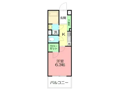 グランヒルズ(1K/4階)の間取り写真