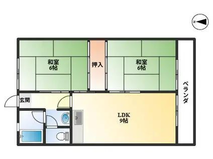 草野マンション8号館(2LDK/2階)の間取り写真