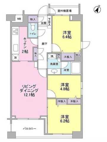 ヒルトップ半蔵門(3LDK/6階)の間取り写真