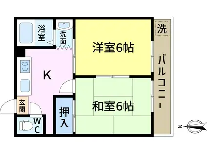 平和コーポ2号館(2K/2階)の間取り写真