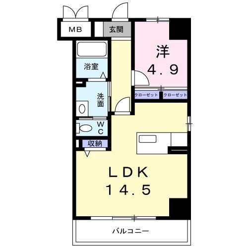 URBAN VISTA 中央町(1LDK/4階)の間取り写真