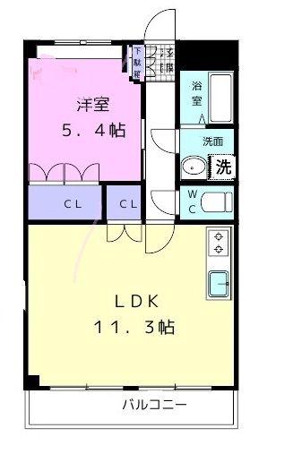 ノースタツノI(1LDK/1階)の間取り写真