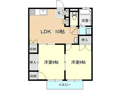ハッピーハイツ(2LDK/2階)の間取り写真