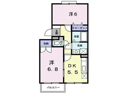 リバ-コートM(2K/2階)の間取り写真