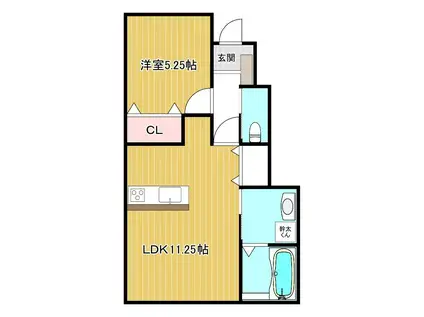 ル・プランタン(1LDK/1階)の間取り写真