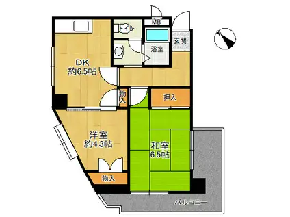 北夙川ナインズ(2DK/2階)の間取り写真