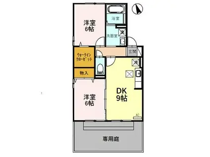 フォレストB(2DK/1階)の間取り写真