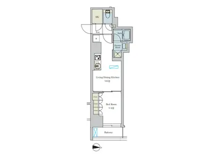BRILLIA IST 池尻大橋(1LDK/B1階)の間取り写真