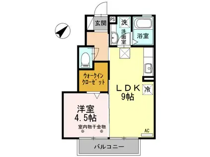 フローラ(1LDK/1階)の間取り写真