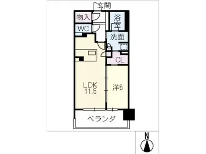 ローレルアイ名駅東(1LDK/12階)の間取り写真