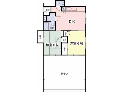 百草園マンション(2DK/5階)の間取り写真