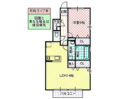 パークヒル A棟(1LDK/1階)の間取り写真