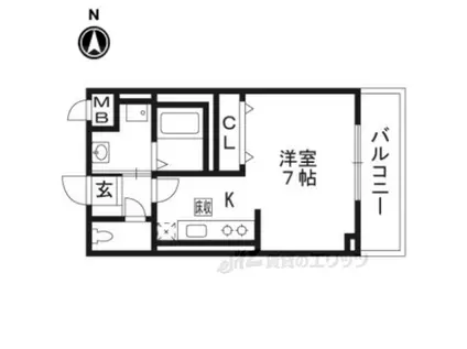 DイーストADEN長岡京(1K/2階)の間取り写真