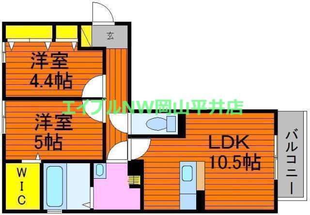 ゴールドウイングB棟(2LDK/3階)の間取り写真
