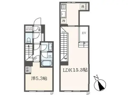 TRADIS荏原中延(1LDK/5階)の間取り写真