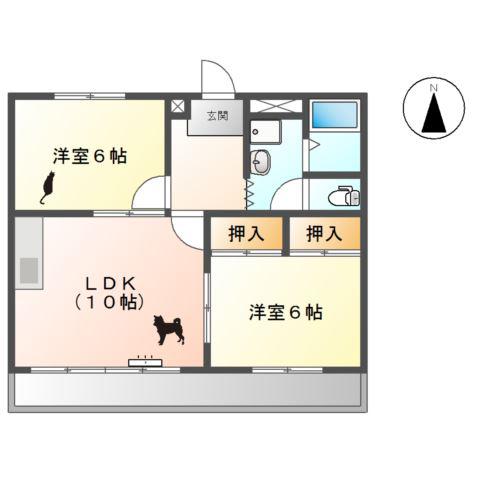 マーブルパレスII(2LDK/3階)の間取り写真