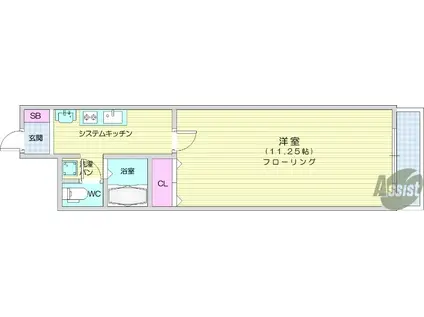 第3横山ハイツ(1K/4階)の間取り写真