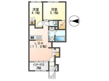上津町アパート(2LDK/1階)の間取り写真