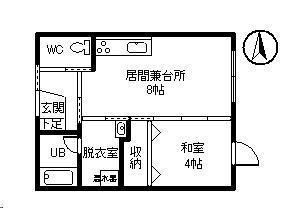ふれあいマンション花園(1DK/1階)の間取り写真