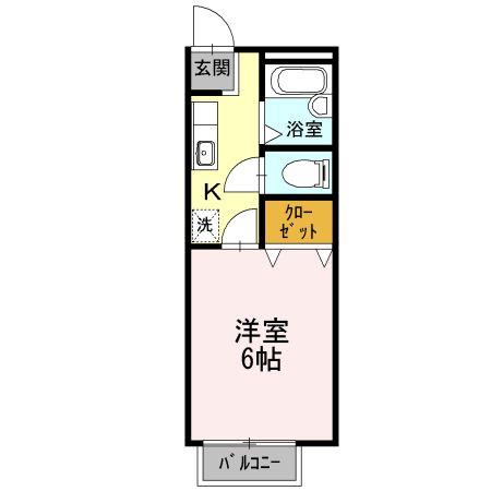 ビーライン宮池(1K/1階)の間取り写真