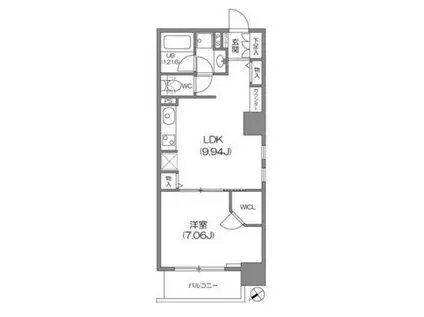 ルクレ新川レジデンス(1LDK/11階)の間取り写真