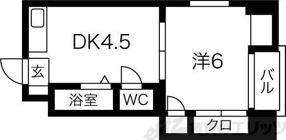 江坂はなヴィラ(1DK/4階)の間取り写真