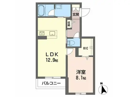 カーサ・ヴェルドール 子育てグリーン(1LDK/3階)の間取り写真