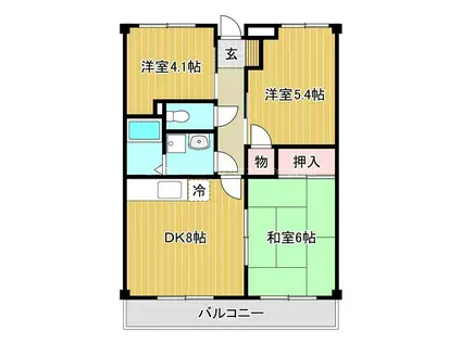 尾崎コーポ(3LDK/4階)の間取り写真