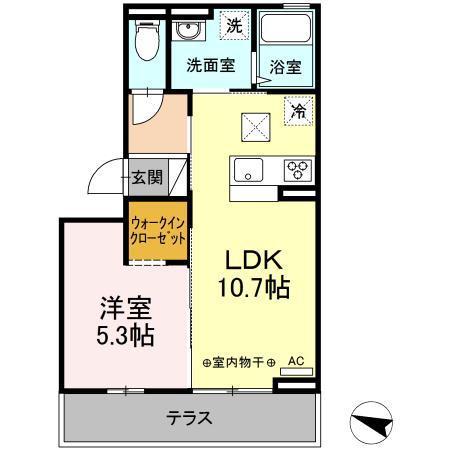 D-ROOMアベタテ(1LDK/2階)の間取り写真