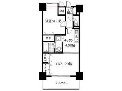 ユーコウビル駅南(1LDK/12階)の間取り写真