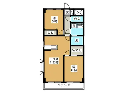 ペアパレス洋光台(2LDK/2階)の間取り写真