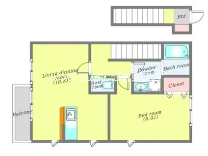 もとき荘(1LDK/2階)の間取り写真