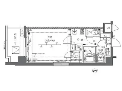 ZOOM中野(1K/5階)の間取り写真