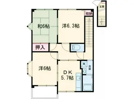 ハイステージFUJI(3DK/2階)の間取り写真