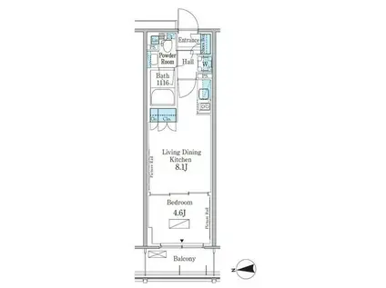 パークアクシス新宿百人町(1LDK/4階)の間取り写真
