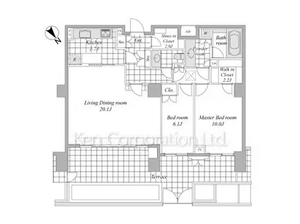 パークマンション六本木(2LDK/2階)の間取り写真