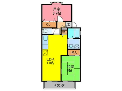 サニーヒル畦野(2LDK/1階)の間取り写真
