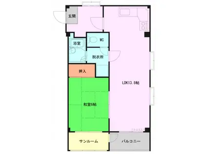 アネックス山内(1LDK/2階)の間取り写真
