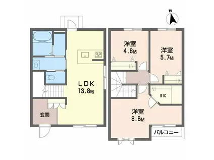 トスカーナガーデン A棟(3LDK/1階)の間取り写真