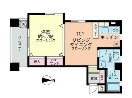 フジビューハイツ菊名弐番館(1LDK/1階)の間取り写真