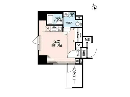 プレールドゥーク東新宿III(ワンルーム/7階)の間取り写真