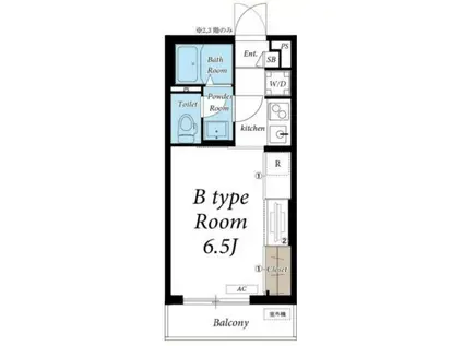 リブリ・ロココ(1K/1階)の間取り写真