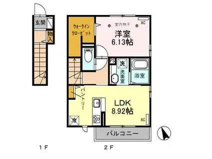 セプトガーデン井野町(1LDK/2階)の間取り写真
