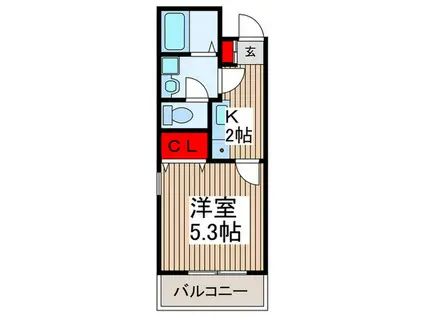 ラビングパレス小手指(1K/2階)の間取り写真
