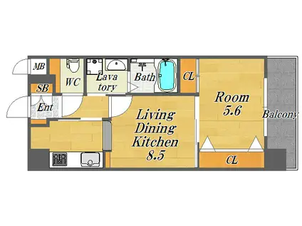 LA GRACE福島(1LDK/2階)の間取り写真