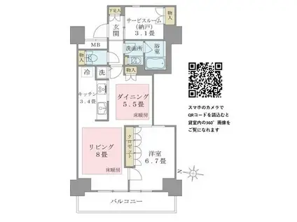 BRILLIA IST 東雲キャナルコート(1SLDK/12階)の間取り写真