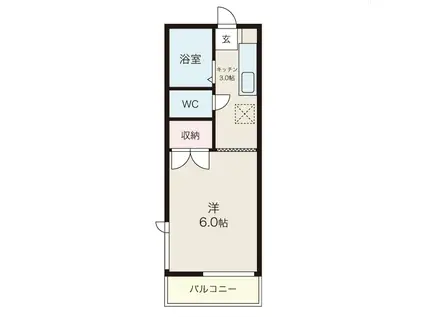 城北ハイツII(1K/2階)の間取り写真