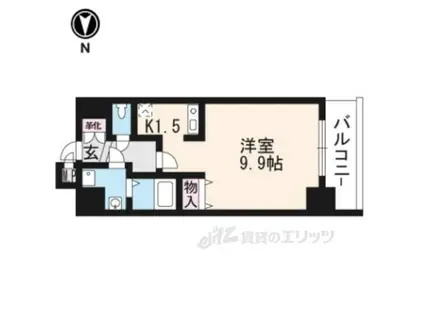 ライジングコート京都西院フロンティア25(1K/5階)の間取り写真